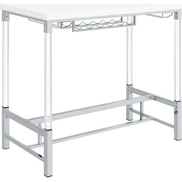 Norcrest Pub Height Bar Table with Acrylic Legs and Wine Storage White High Gloss