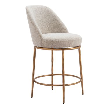 Nordhavn Swivel Counter Stool In Beige and Gold