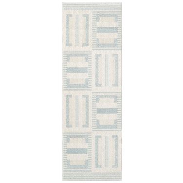 Nordic Modern 2' x 6' Modern Indoor Rug In Ivory Blue