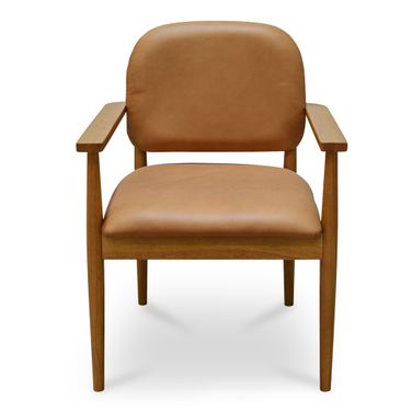 Norrie Leather Dining Chair In Brown