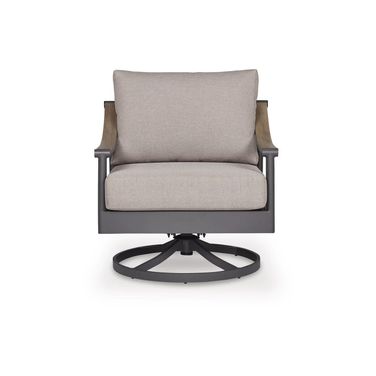 North Island Outdoor Swivel Lounge with Cushion In Gray