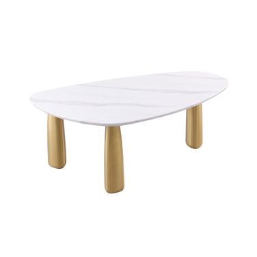 Northam Dining Table In White and Matte Gold