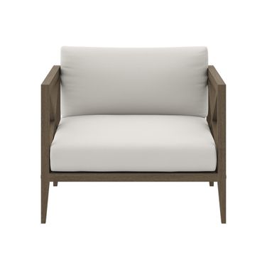 Northlake Outdoor Patio Teak Armchair In White and Weathered Gray