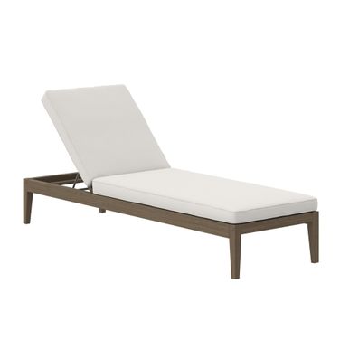 Northlake Outdoor Patio Teak Chaise Lounge In White and Weathered Gray