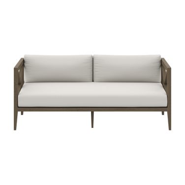 Northlake Outdoor Patio Teak Loveseat In White and Weathered Gray