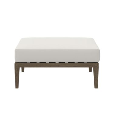 Northlake Outdoor Patio Teak Ottoman In White and Weathered Gray