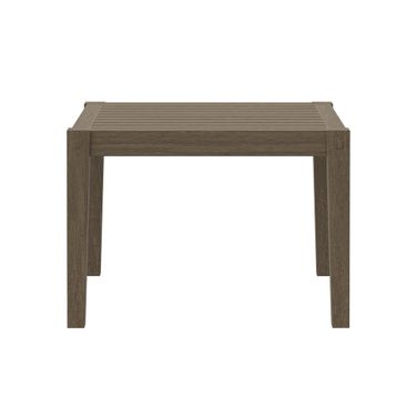 Northlake Square Outdoor Patio Teak Side Table In Weathered Gray