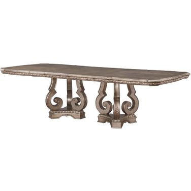 Northville Antique Silver Double Pedestal Dining Table