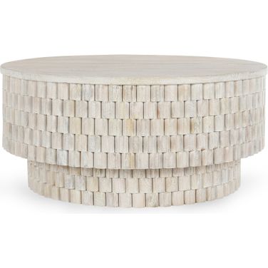 Norwood 40 Inch Round Coffee Table In Cream