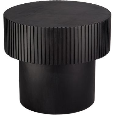Notch Mango Wood Round Side Table In Black