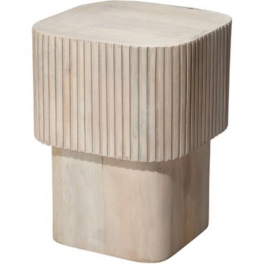 Notch Mango Wood Square Table In White Bleach
