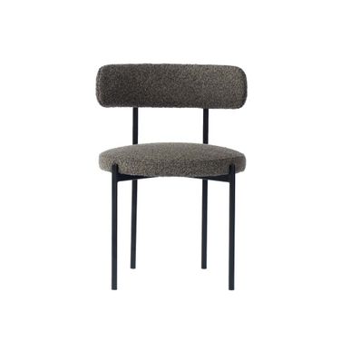 Notting Hi Cleo Dining Chair Set of 2 In Boucle Brown and Black