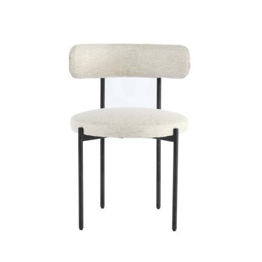 Notting Hi Cleo Dining Chair Set of 2 In Macadamia Travertine and Black