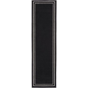 Nourison Essentials 2'2" x 7'6" Contemporary Rug In Black and Ivory