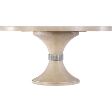 Nouveau Chic Round Pedestal Dining Table In Light Wood