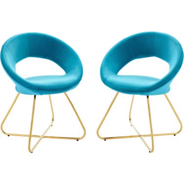 Nouvelle Performance Velvet Dining Chair Set Of 2 In Gold Blue