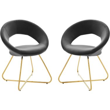 Nouvelle Performance Velvet Dining Chair Set Of 2 In Gold Charcoal