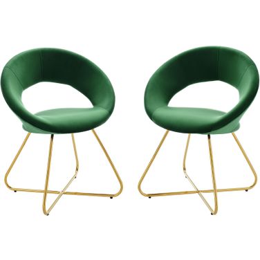 Nouvelle Performance Velvet Dining Chair Set Of 2 In Gold Emerald