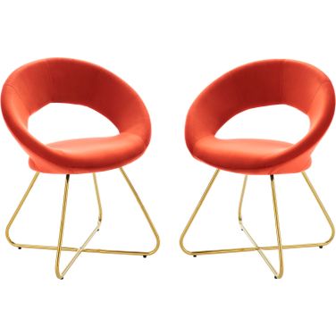 Nouvelle Performance Velvet Dining Chair Set Of 2 In Gold Orange