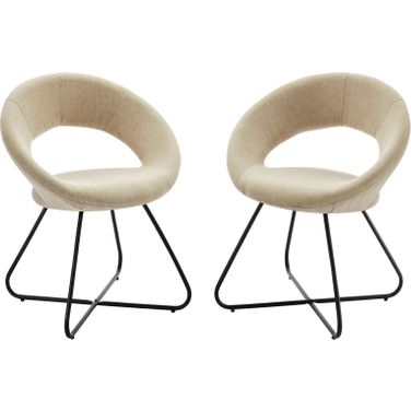 Nouvelle Upholstered Fabric Dining Chair Set Of 2 In Black Beige