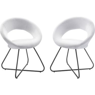 Nouvelle Upholstered Fabric Dining Chair Set Of 2 In Black White