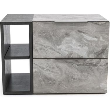 Nova Domus Maranello Modern Grey Wash And Faux Marble Nightstand