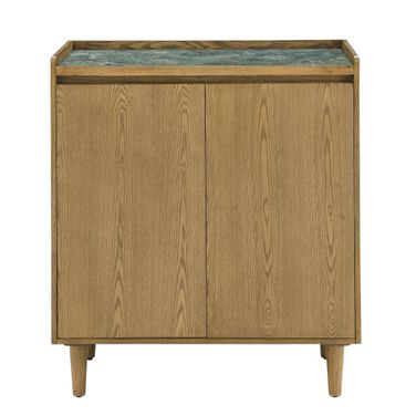Novato Bar Cabinet with Sintered Stone Inlay Top In Light Brown