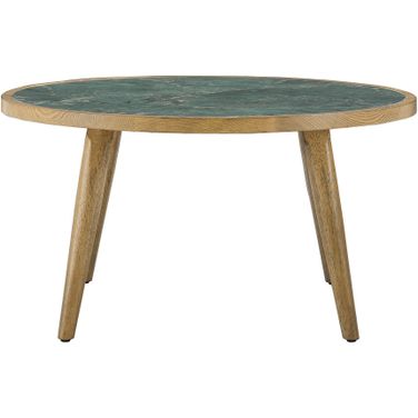 Novato Cocktail Table with Sintered Stone Inlay Top In Green