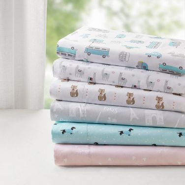 Novelty Polyester Microfiber Printed 3 Piece Twin Sheet Set In Aqua Dogs