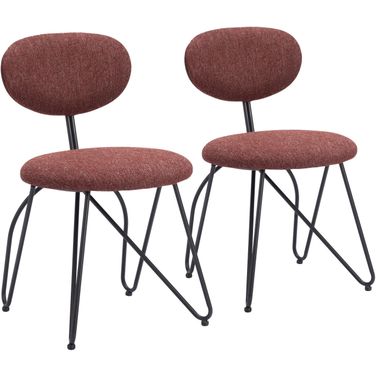 Novi Dining Chair Set of 2 In Maroon Brown