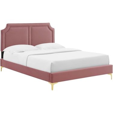 Novi Performance Velvet King Bed In Dusty Rose
