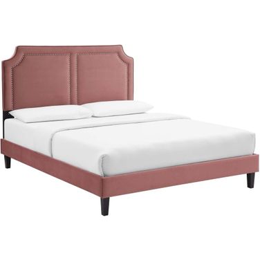 Novi Performance Velvet King Bed In Dusty Rose