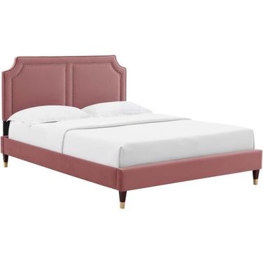 Novi Performance Velvet King Bed In Dusty Rose