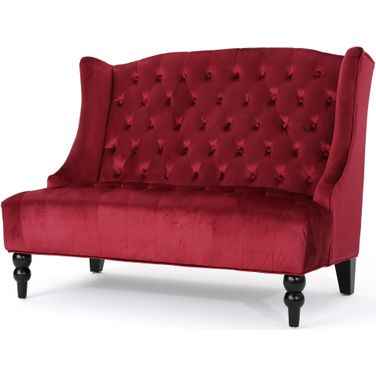 Nurturing Upholstered Loveseat with Wing Back and Diamond Tufting In Wine Red