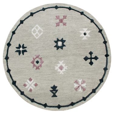 Nuvix Geometric Hand-Hooked Wool Area Rug In Gray and Black