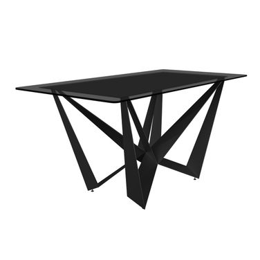 Nuvor 55 Inch Dining Table with Glass Top In Black