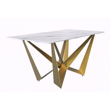 Nuvor 62 Inch Dining Table with Sintered Stone Top In White