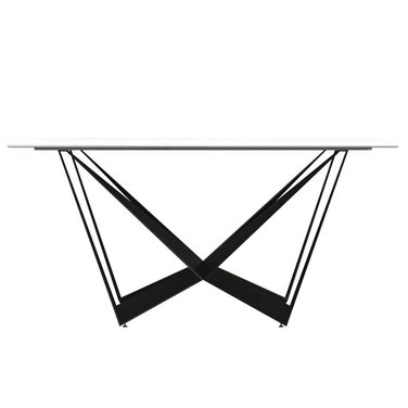 Nuvor 71 Inch Dining Table with Sintered Stone Top In Black and White/Gold
