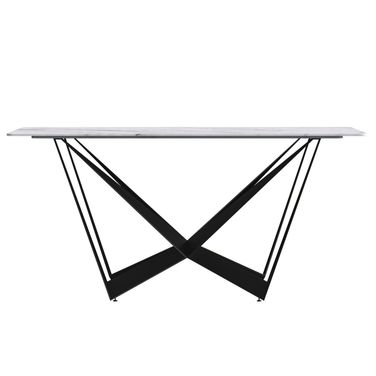 Nuvor 71 Inch Dining Table with Sintered Stone Top In Black and White