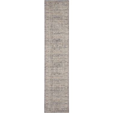 Nyle 2'3" x 8' Indoor Rug In Ivory and Slate