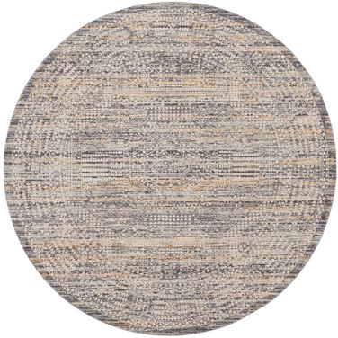 Nyle 7'10" x 7'10" Round Indoor Rug In Ivory and Slate