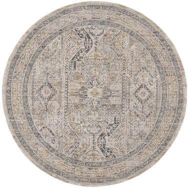 Nyle 7'10" x 7'10" Round Indoor Rug In Ivory Grey Blue