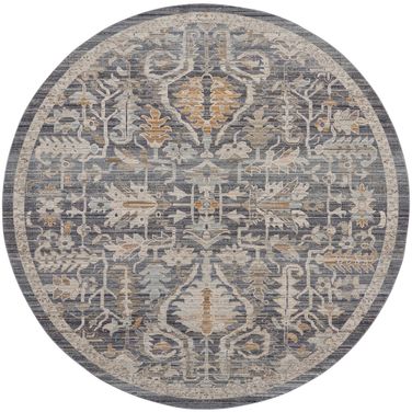 Nyle 7'10" x 7'10" Round Indoor Rug In Navy Multi