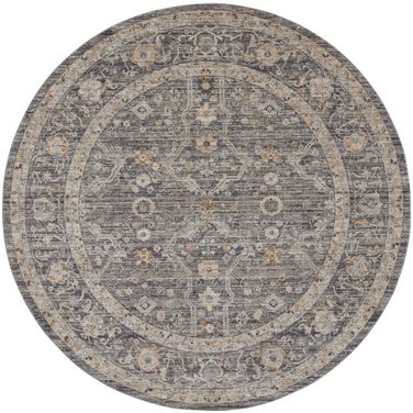 Nyle 7'10" x 7'10" Round Indoor Rug In Slate Multi