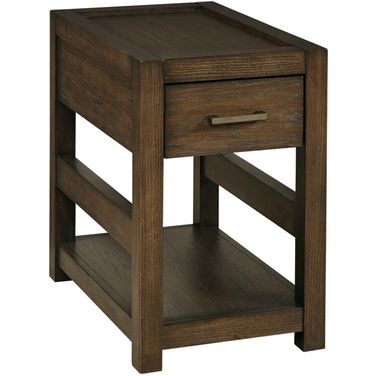 Nyles Rectangular Drawer Chairside Table In Cocoa