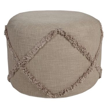 Nymra Diamond Hand-Woven All-Natural Cotton Ottoman Pouf In Brown