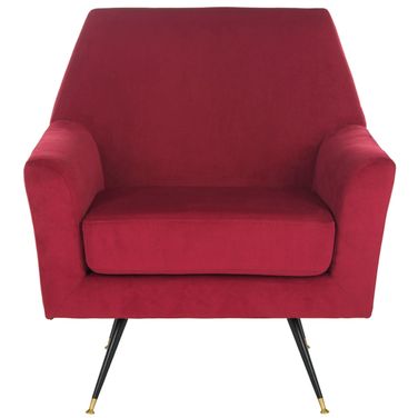 Nynette Velvet Retro Mid Century Accent Chair in Maroon