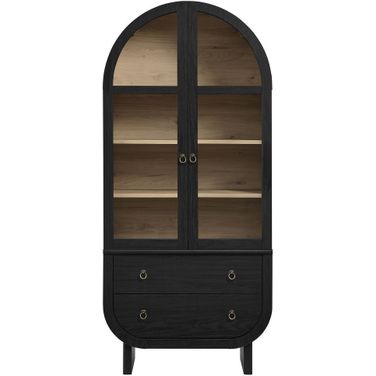 Nyx Arched Display Cabinet In Black Light Oak