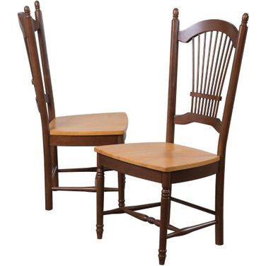 Oak Selections 42 Inch Allenridge Dining Chair Set of 2 In Medium Walnut Brown with Light Oak