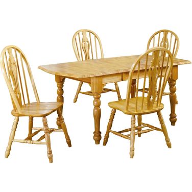 Oak Selections Keyhole Chairs 5 Piece Drop Leaf Extendable Dining Set